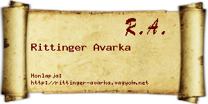 Rittinger Avarka névjegykártya